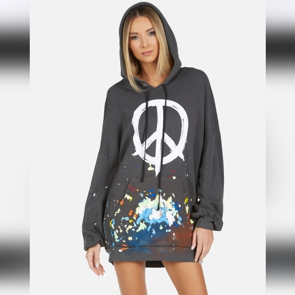 NWT Lauren Moshi Desiree Brush Peace hoodie/dress
